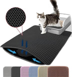 Small Cat Litter Mat, Double Layer Honeycomb Litter Box Mat | 20x14”, Reduces Litter Tracking, Waterproof, Non-Slip, Soft on Paws, Scratch Resistant, Easy to Clean, Black