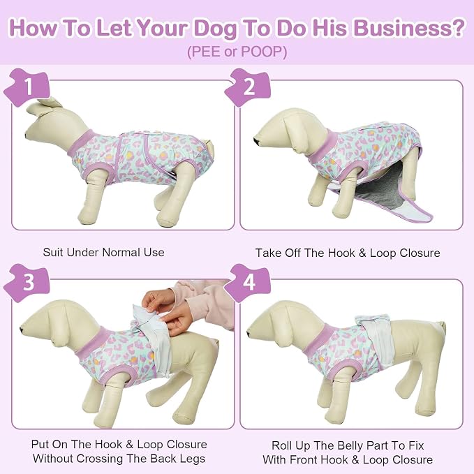 Kuoser Dog Recovery Suit After Surgery, Spay Neuter Surgical Suit for Dogs | Post Surgery Anti-Licking Dog Onesie Protects Wounds and Incisions, E-Collar & Cone Alternative Bodysuit for Female Male Dogs