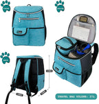 PetAmi Dog Travel Bag Backpack, 27L Airline Approved Pet Supplies Organizer with 2 Food Containers, 2 Collapsible Bowls & Poop Bag Dispenser, Weekend Road Trip Camping Dog Mom Gift, Teal Blue