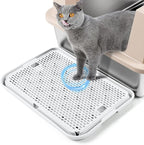 Cat Litter Box Step, Large Cat Litter Ramp with Filter Function, White