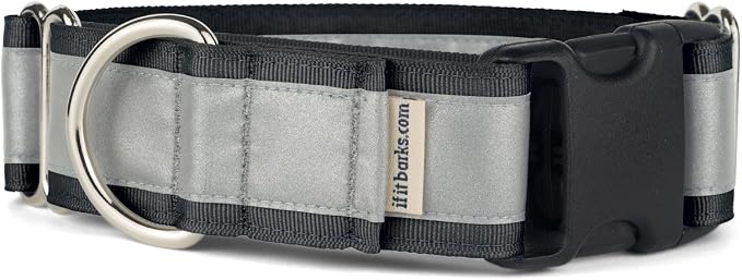 If It Barks - 1.5" Reflective Martingale Collar with Quick Snap Buckle for Dogs - Adjustable - Made in USA - Strong, Durable, and Comfy - Ideal for Training - Fits Most Breeds - Large, Black