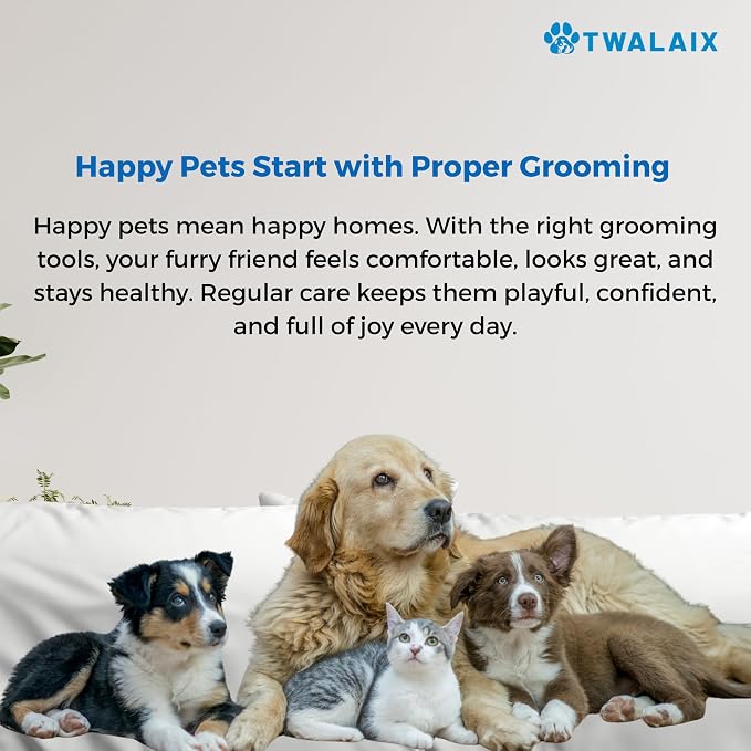 6 in 1 Pet Grooming Kit for Dogs & Cats - Deshedding Brush, Undercoat Rake, Slicker Brush, Nail Clipper, Nail File & Flea Comb for All Coat Types