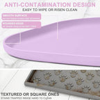 SMILOOL Silicone Pet Food Mat with Raised Edge for Food and Water Bowl, Dog Feeding Mats, Cat Food Trays for Floor Waterproof, Rubber Tray for Dogs and Cats, 24 x 16 x 0.8 Lavender