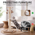 PEEKAB Cat Scratching Post for Indoor Adult Cats and Kittens,33 Inches Tall Large Sisal Scratch Post with Track Ball Toys,Cat Scratcher Toy Beige