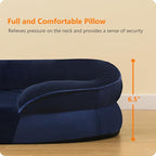 Dwanton Orthopedic Dog Bed for Large Dogs with Gel Memory Foam, Waterproof Dog Sofa, Washable Pet Bed with Four Sided Bolster Cushion, Removable Cover & Non-Slip Bottom, 42", Navy Blue