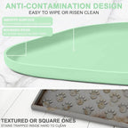 SMILOOL Silicone Pet Food Mat with Raised Edge for Food and Water Bowl, Dog Feeding Mats, Cat Food Trays for Floor Waterproof, Rubber Tray for Dogs and Cats, 19 x 12 x 0.7 Mint Green