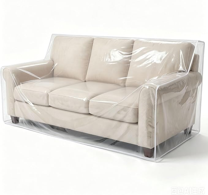 TAOCOCO Plastic Couch Cover 96" W Heavy Duty Clear 3 Seat Sofa Covers, Thick Vinyl Plastic Cover for Protection Against Cat & Dog Clawing, Waterproof & Dustproof Sofa Protector for Storage and Moving