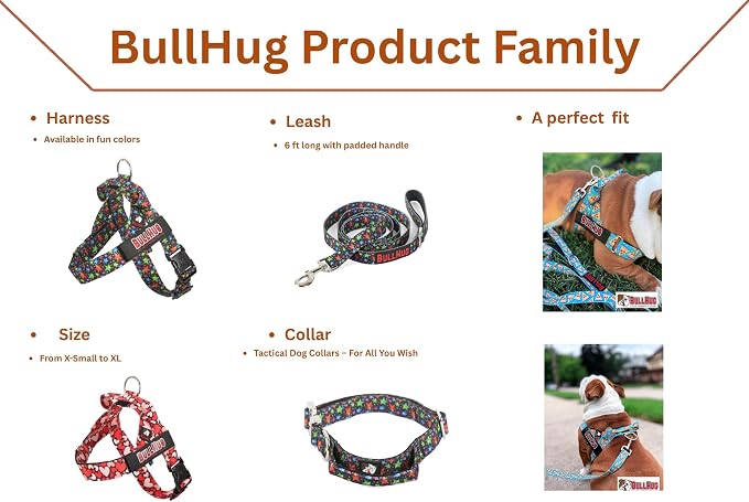BULLHUG Adjustable Dog Harness– No Pull, No Choke – for English Bulldogs, French Bulldogs, Pugs & Broad-Chested Breeds – Easy, Safe Walks (Bumble BEE, XS)