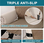 Turquoize 100% Waterproof Sofa Covers Chaise Lounge L Shape Sofa Protector Slip Cover Triple Non-Slip Sofa Slipcover for Chaise Sectional Couch Cover for Pets, Kids (Chaise, Taupe)