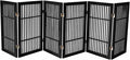 Urnporium Pet Dog Gate Freestanding, Strong Durable Folding Wooden Fence, Portable Acacia Hardwood Safety Barrier for Indoor & Outdoor Use (Black Pet Gate, 6 Panel 30" Tall)