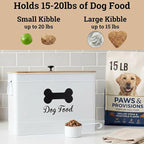 Metal Dog Food Container 15-20 lbs w/ Airtight Bamboo Lid, 70 Cup Capacity | Pet Jar For Dogs up to 100lbs, Airtight Bamboo Lid, Sturdy Comfortable Metal Handle, Powder Coated Iron, Kibble Storage Bin