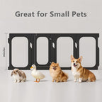 Acrylic Clear Dog Playpen Indoor with Door, 26'' H Transparent Dog Play Pen for Small Dogs, No-Connector Modular Puppy Playpen with Integrated Suction Cups Base, 12 Panels, Black