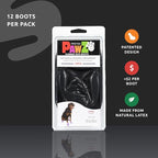 PawZ Rubber Dog Boots for Large Paws - All-Weather Waterproof Dog Shoes, Anti-Slip Traction for Rain, Snow, Mud & Hot Pavement - Pull-On Dog Booties, Black - Large (3"- 4") - Pack of 24