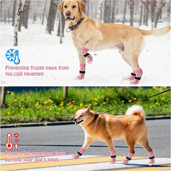 SCENEREAL Anti Slip Dog Socks to Prevent Licking Paws for Hardwood Floors | Double Sides Dog Shoes Boots & Paw Protectors for Hot/Cold Pavement, Dog Grippy Booties for Small Medium Large Senior Dogs