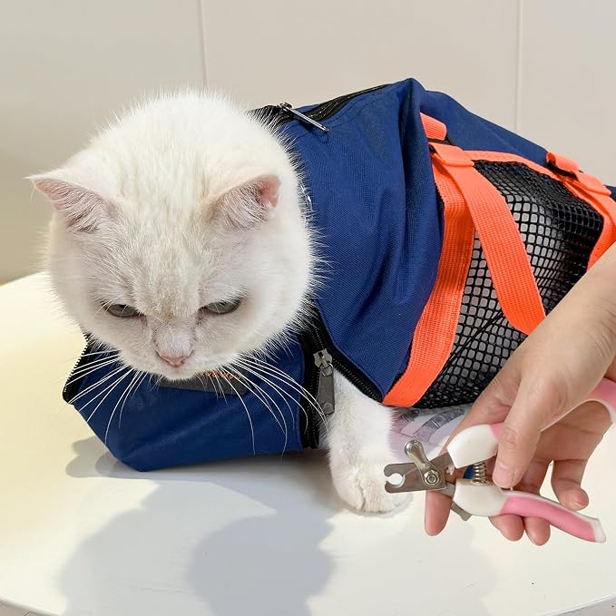 Cinf Cat Restraint Grooming Bag, Anti-Scratch Tool for Nail Trimming | Safe grooming restraint bag controls cat movement for bathing, nail trimming, injections and veterinary examinations