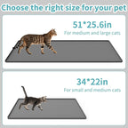 Cat Litter Mat, 51" x 25.6" Silicone Cat Mat for Litter Box, Silicone Cat Litter Box Mat for Scatter Control, Easy Clean, Waterproof and Non-Slip(Grey)
