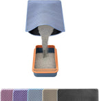 Cat Litter Mat Litter Catcher Mat 32"x22" for Floor, 2 Layer Litter Trapping Mat for Kitty, Waterproof Urine Proof Litter Box Mat, Easy Clean Litter Rug, Blue Medium