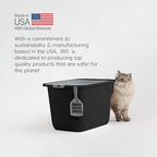 IRIS USA Large Top Entry Cat Litter Box, Hooded Privacy, Black/Gray | Dog-Free Zone, Mess Containment System, Enclosed Top Access, Dog Proof Pan, Reduced Tracking, Odor Trapping
