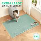 Pawtasy Cat Litter Box Mat,47" x 35" Extra Large Silicone Waterproof Litter Trapping Mat for Scatter Control Soft on Kitty Paws Non-Slip Easy to Clean