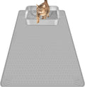 Silicone Cat Litter Mat for Litter Box 34”x22” Large Cat Mat, Light Grey | Waterproof, Non-Slip, Leak-Proof Rug Mat with Lip, Easy to Clean, Extra Large Litter Catcher Mat for Floor
