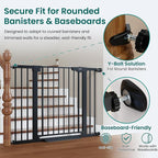 Cumbor 2 Pack 30-46" Baby Gate for Stairs, Mom's Choice Awards Winner-Auto Close Dog Gate for doorways, Easy Install Pressure Mounted Pet Gates Indoor, Easy Walk Thru Wide Safety Gate for Dog, Black