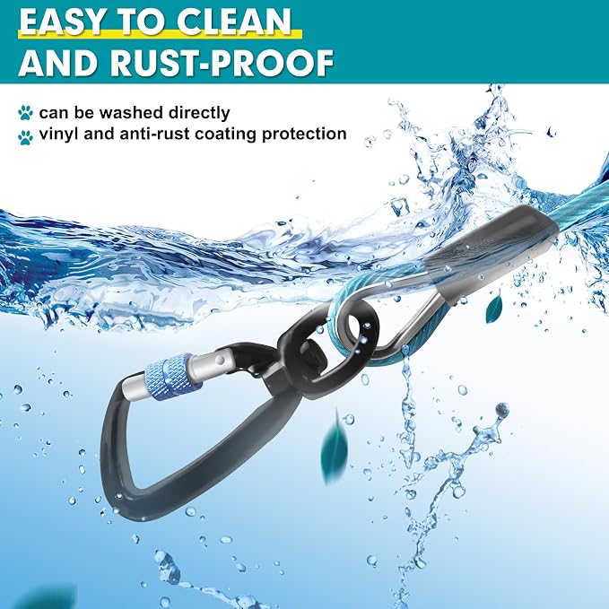 Snagle Paw Dog Leads for Yard 100FT-1000LBS Break Strength,Heavy Duty Tie Out Run Cable for Medium Large Dogs with Swivel Lockable Hook & Spring,Chew Proof Chain for Outside