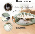 LEFTSTARER 2-in-1 Collapsible Cat Tunnel for Indoor Bed and Hideout - Pet Dog Rabbit Bunny Ferret Tunnel Tubes Toys with Removable Washable Mat, Tower Wheel Stuff