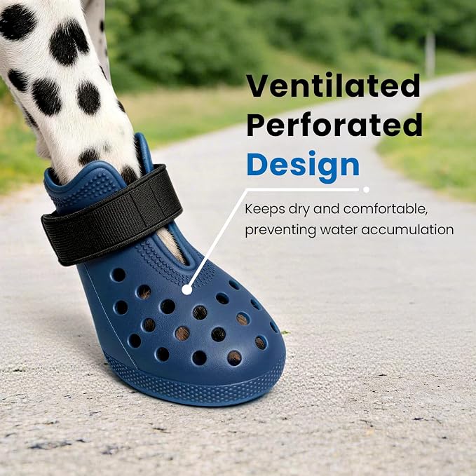 Dog Shoes for Hot Pavement - Comfortable Paw Protection for Medium & Large Dogs, Adjustable Strap & Non-Slip, Easy-Clean, Outdoor Sports Boots, Dog Booties for Summer Rain (Blue, L)