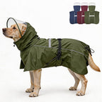 Pet Dog Raincoat Jacket Large Dog Rain Poncho with Transparent Hood, Double-Layer Structure, Adjustable, Waterproof, and Reflective, Suitable for Medium to Large (Army Green, 6XL)