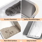 Stainless Steel Cat Litter Box with Lid,XL Metal Litter Box Stainless Steel | Mat & Scoop, Odor-Free/Anti-Leakage & Non-Stick/Easy Clean, High-Sided Litter Box for Multiple Big Cats(XL/Grey)
