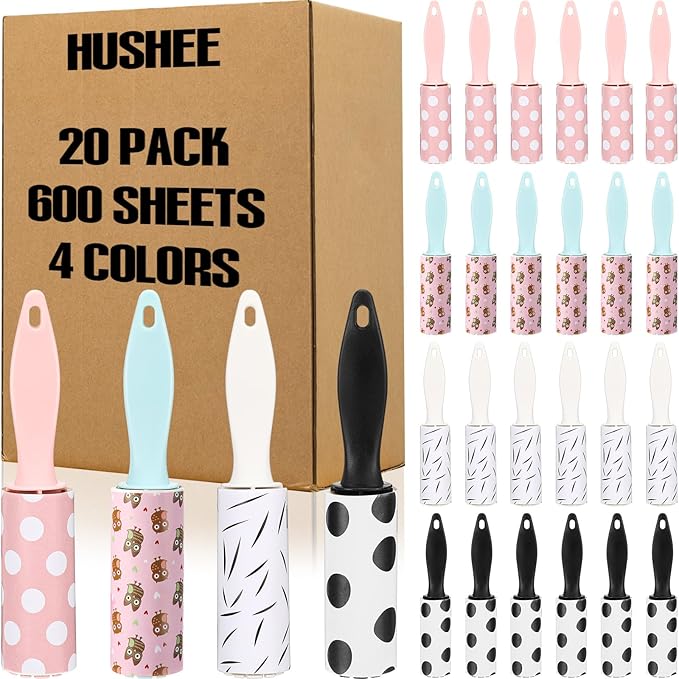Hushee 20 Pcs Bulk Mini Lint Roller for Pet Hair and Clothes Lint Roller Travel Size Removers Sticky Removing Tool for Travel, Gift Bags, Furniture, Car Seat