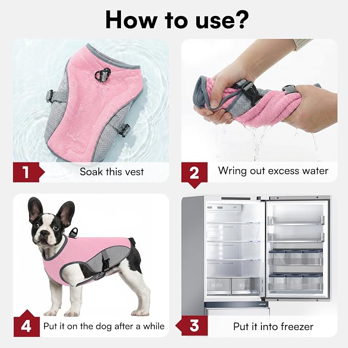 Dog Cooling Vest for Extra Large Dogs, Dog Cooling Jacket with Mesh and D Ring, Pet Reflective Stripe Cooler Coat for Hot Summer, Pink-3XL