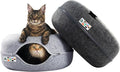 Peekaboo Cat Cave Donut for Multiple & Large Cats up to 30-45 lbs, 3-in-1 Self Warming Cat Bed, Tunnel & Scratcher for Indoor Cats, Washable & Detachable (Light Gray + Dark Gray, Large)