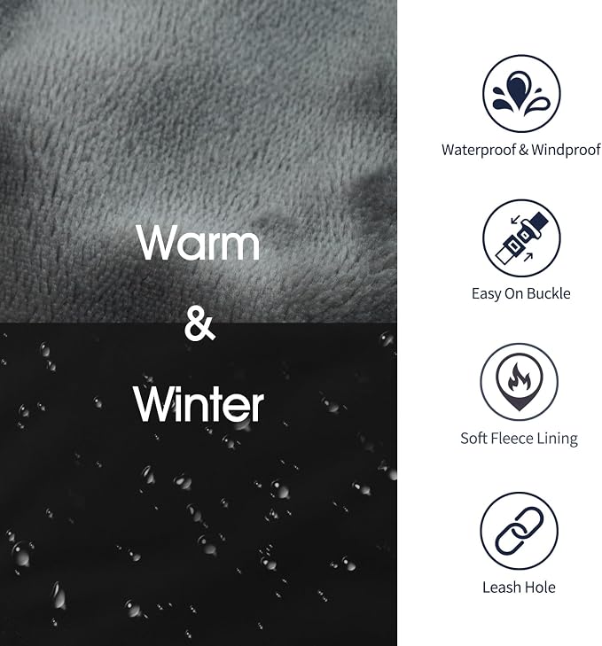 IECOii Extra Warm Coat - Adjustable Dog Jacket Winter Coat with Buckle & Fleece Turtleneck for Small to Extra Large Dogs