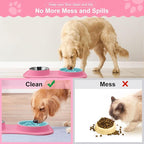 Slow Feeder Dog Bowls 3 in 1 Stainless Steel Food Water Bowl to Slow Eating | Durable, Non-spill & Non-skid with Silicone Mat Design, Slow Down Eating, Suitable for Small Medium Large Dogs and Cats