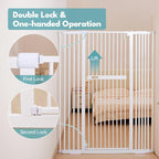 No Pawblems 55.1" Extra Tall Pet Gate, 29.9"-44.4" Wide Cat/Dog Gate, White | No Drilling Pressure Mounted, 1.37" Narrow Bar Spacing, Auto Close Tall Cat Gate for Doorway Hallway, One-Hand Operation