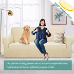 YEMYHOM Couch Cover Latest Jacquard Design High Stretch Sofa Covers for 3 Cushion Couch, Pet Dog Cat Proof Slipcover Non Slip Magic Elastic Furniture Protector (Sofa, Beige)
