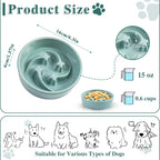 Ceramic Slow Feeder Dog Bowls, 0.6 Cups Dog Food Dish for Small Breed | Puzzle Dog Food Bowl for Fast Eater, 15OZ, 6.3 inch (Light Green)