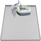 Cat Litter Mat for Litter Box, Silicone Large Cat Litter Trapping Mat - 28x22 in, Waterproof & Non-Slip, Durable & Easy Clean, Light Gray
