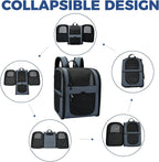 Apollo Walker Dog & Cat Carrier Backpack for 4-18lb Pets - Ventilated Safe Design with Padded Back Support, Breathable Mesh Pet Backpack for Hiking, Travel, Outdoor (Navy)