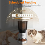 Automatic Cat Feeder WiFi, 5L Pet Feeder with App Control, 10 Meals Daily, 20 Portion Sizes, Timed Automatic Cat Food Dispenser, Stainless Steel Bowl, Dual Power Supply, Dry Food Feeder for Cats