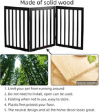 Dog Gate Indoor, Freestanding Dog Fence for The House, Doorways, Hallways,or Stairs,Pet Gate Foldable Wooden,Expandable 32" Height 3 Panels,Black