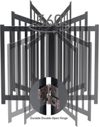 LZRS Freestanding Dog Gate 60" W x 30" H Solid Wooden Pet Gate for Doorways, Stairs & Hallways, Expandable & Foldable with Support Feet，Indoor Use,Black