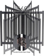 LZRS Wooden Free Standing Dog Gate 80" W x 30" H, Foldable Solid Hardwood Pet Safety Fence for House Doorways, Stairs, Hallways, Step-Over Pet Barrier, No Drill Easy Setup, Black