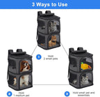 2-in-1 Double Pet Carrier Backpack for Small Cats & Dogs, Black | Portable Pet Travel Carrier with Super Ventilated Design, Ideal for Hiking, Camping and Outdoor Adventures