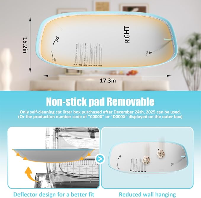 （2 Pack） DuckSky Waterproof Cat Litter Pad Replacement Part for 65L+9L Self Cleaning Litter Box, Leakproof Mat, Anti-Stick Accessory [Only Compatible with Orders Purchased After December 23, 2025]