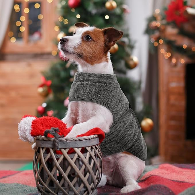 Queenmore Large Dog Sweaters, Soft Fleece Vest Pullover Dog Jacket with Leash Hole, Warm Winter Dogs Clothes Cold Weather Doggy Dachshund Sweater for Large Dogs Cats Boy or Girl (Cationic Gray, L)