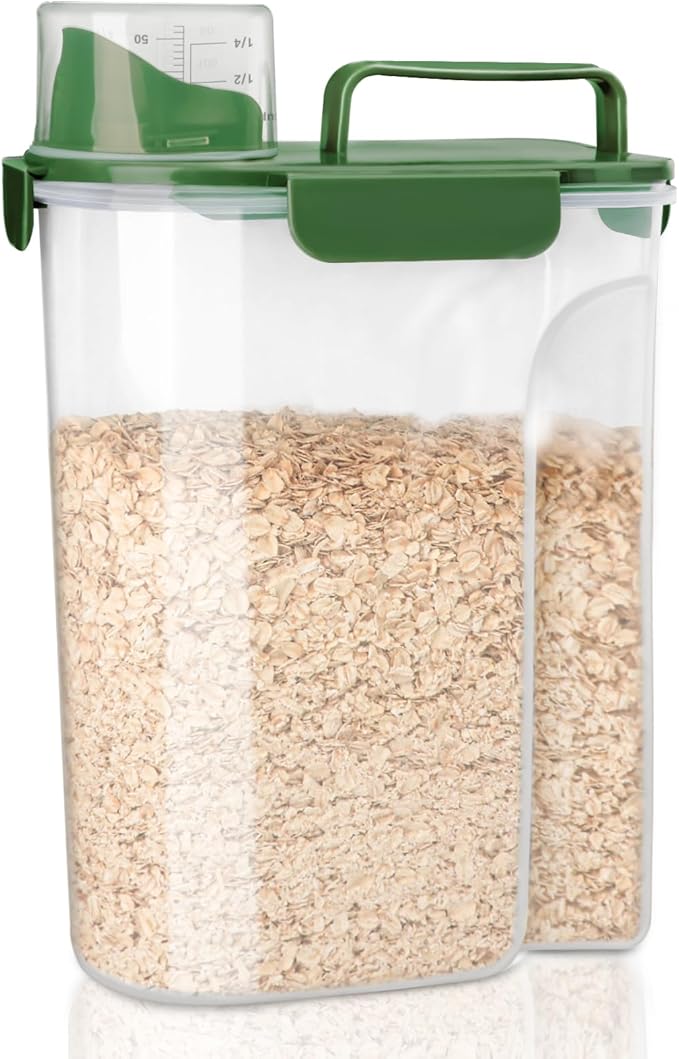 Rice Container, Airtight Rice Storage Container 10lb, Cereal Containers Storage, BPA Free Food Dispenser with Pouring Spout Handle for Flour Pasta Grain, Pet Dog Cat Bird Food Storage Container