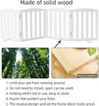 ZJSF Foldable Freestanding Indoor Dog Gate for House Wood White Long Pet Gates Dog Fence for Stairs Puppy Gates for Hallways, Puppy Gate,Support Feet Included 32 "Height-4 Panels