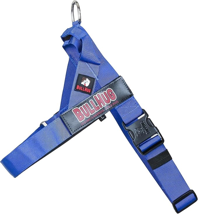 BULLHUG Adjustable Dog Harness– No Pull, No Choke – for English Bulldogs, French Bulldogs, Pugs & Broad-Chested Breeds – Easy, Safe Walks (Royal Blue, XL)